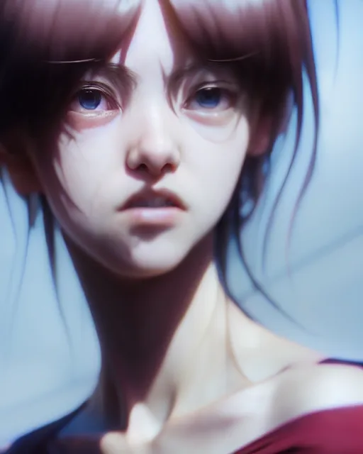 Prompt: really cool complex closeup portrait of a beautiful psychotic loner girl, by katsuhiro otomo, yoshitaka amano, nico tanigawa, artgerm, greg rutkowski makoto shinkai takashi takeuchi rendered with intense 3 d effect, smooth soft shadowing, cinematic lighting, hyperrealistic unreal engine 5 render uhd 8 k