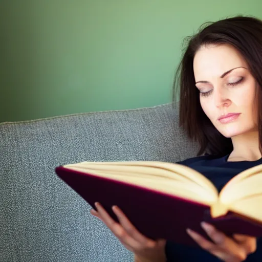 Prompt: very very very perfect face of a woman reading a book
