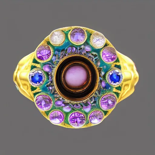 Prompt: ring of a female with visible gems inlaid her skin, neoclassical style, gems, cameo, marble, gold, bones, 8k, details, studio lighting, realism