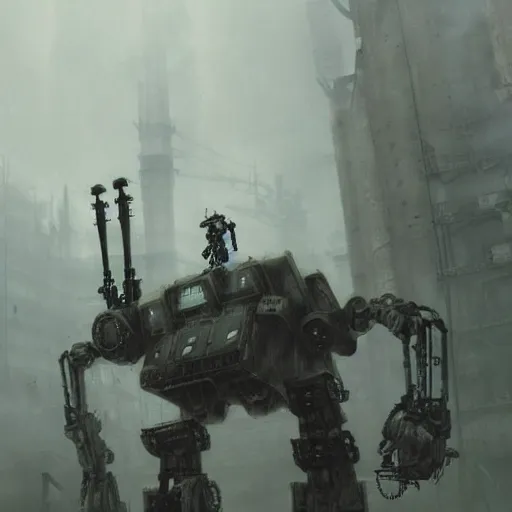 Image similar to gigantic industrial mecha hitler, dense fog, steampunk, jakub rozalski