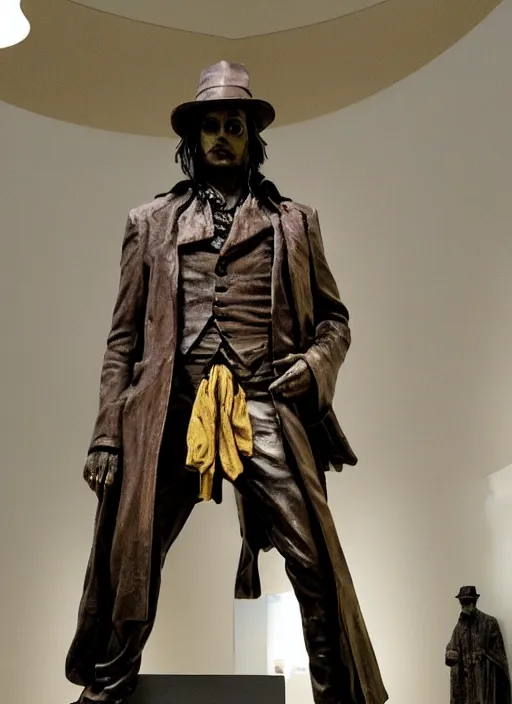 Prompt: photo of a Johnny Depp statue in a museum, by Michelangelo