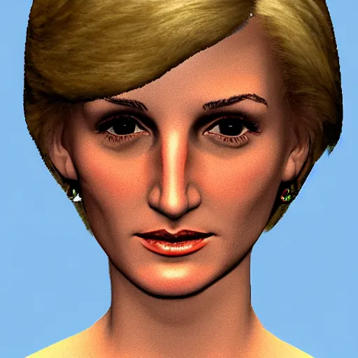 Prompt: a 3 d model of princess diana found in the game files of postal 2