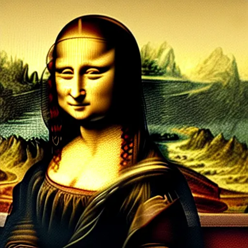 Image similar to the mona lisa, but she is very angry.