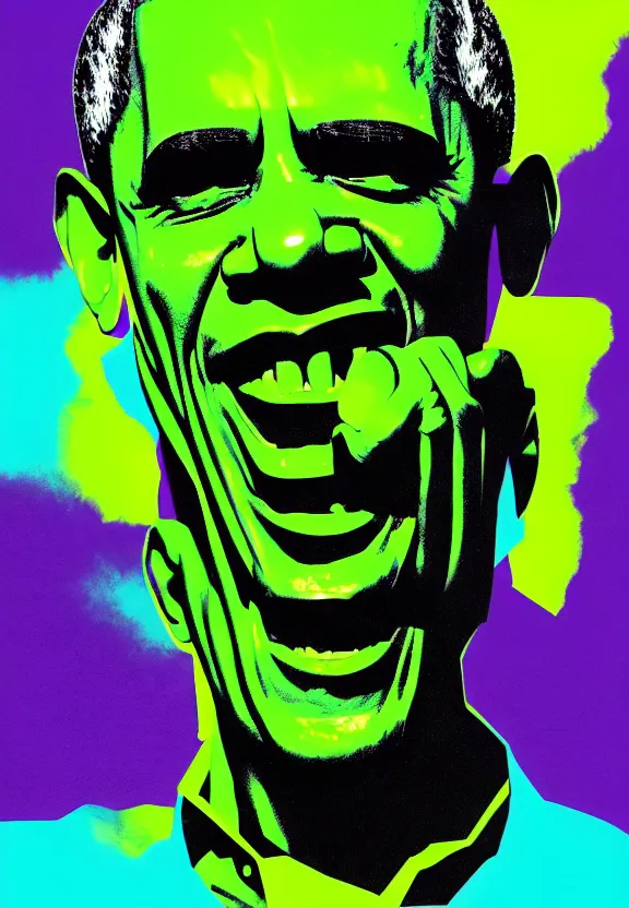 Prompt: Obama Hulk by Beeple with some Andy Warhol influence