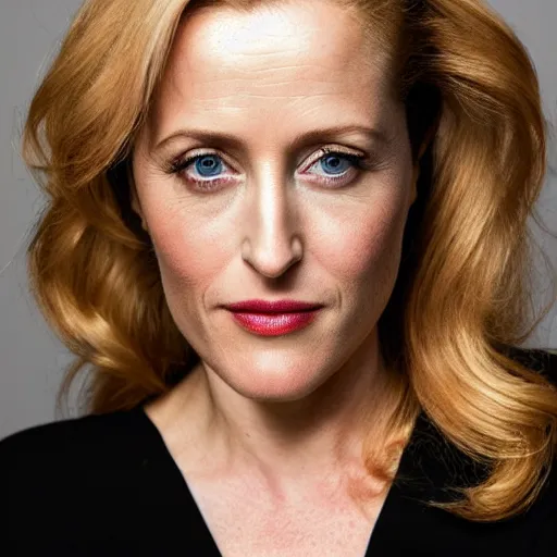 Prompt: photo of gillian anderson by jesse brew