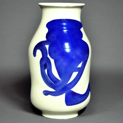 Image similar to art art nouveau vase with yves klein blue details