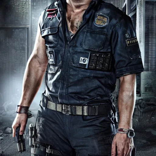 Prompt: David Boreanaz as chris refield in resident evil, 4k, high detail, high-resolution photograph, professional photography