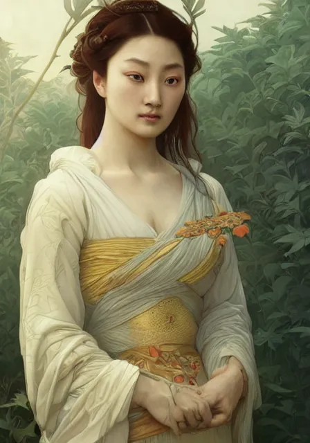 Prompt: asian sansa, intricate, elegant, highly detailed, digital painting, artstation, concept art, smooth, sharp focus, illustration, art by artgerm and greg rutkowski and alphonse mucha and william - adolphe bouguereau