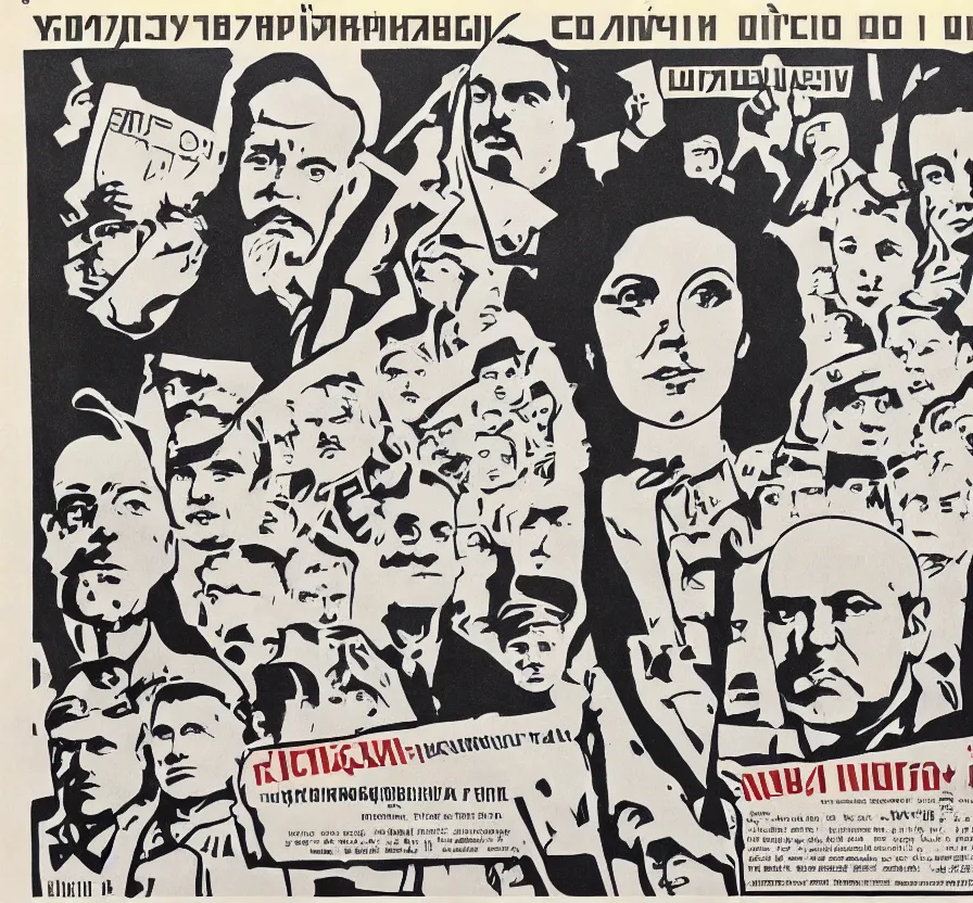 Prompt: propaganda poster revolution communist millie bobby brown high detail year 1 9 4 4 russian letters lenin
