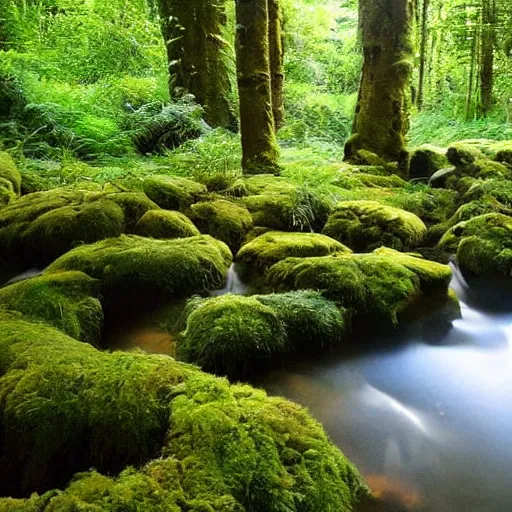 Prompt: 1 0 round pools of water in an open forest, the wood between the worlds, narnia, cs lewis, lush green forest, moss and ferns, ferns,