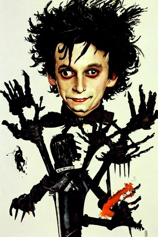 Image similar to edward scissorhands painted by norman rockwell