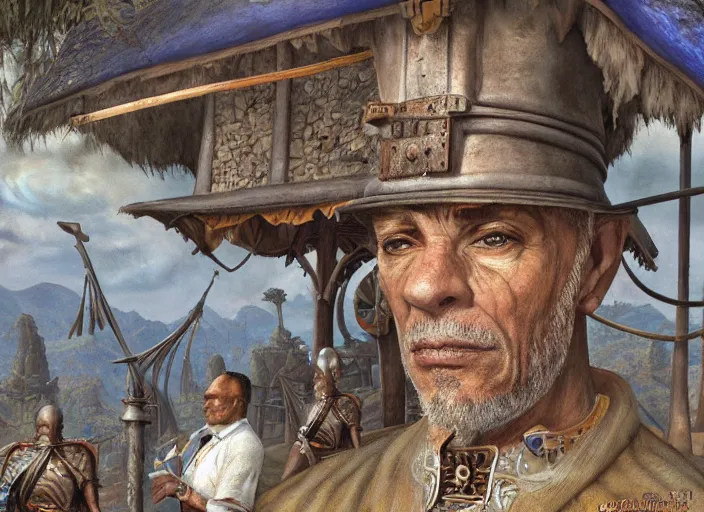 Image similar to a highly detailed morrowind portrait of a dentist, james gurney, james jean