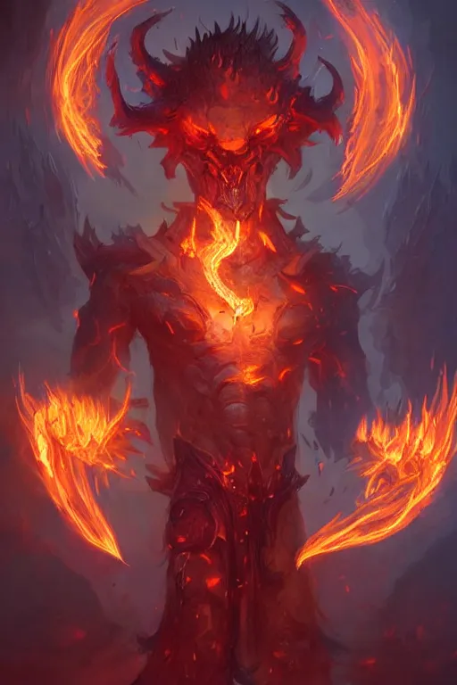 Image similar to a d & d character with flames in their eyes, character concept art, illustration, world of warcraft, by greg rutkowski, emylie boivin, rossdraws