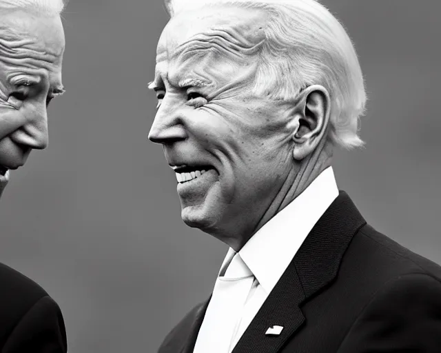 Image similar to president joe biden face to face with president joe biden, nikon 3 5 mm, photograph