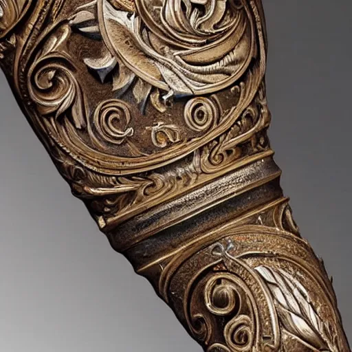 Prompt: an forearm with an intricate baroque ornament