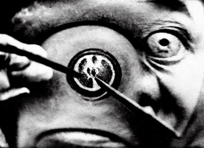 Image similar to slicing an eyeball, still photograph from the film un chien andalou ( 1 9 2 9 )