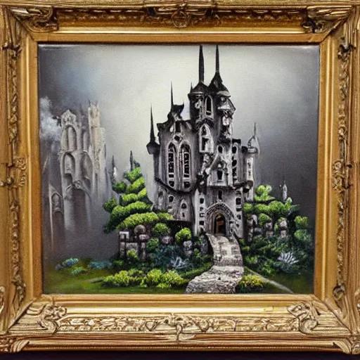 Image similar to gothic castle, extremely detailed, oil painting