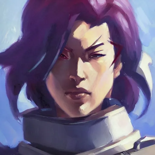 Image similar to greg manchess portrait painting of major kusanagi as overwatch character, totally whack, medium shot, asymmetrical, profile picture, organic painting, sunny day, matte painting, bold shapes, hard edges, street art, trending on artstation, by huang guangjian and gil elvgren and sachin teng