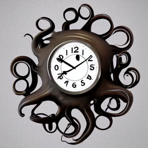 Prompt: futurism octopus clock