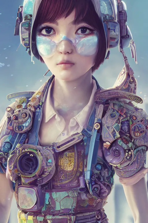 Image similar to solarpunk girl kawaii, ultra realistic, concept art, intricate details, highly detailed, photorealistic, octane render, 8 k