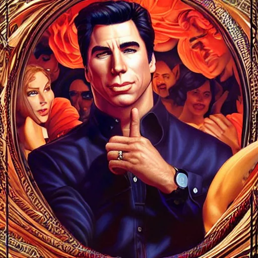 Image similar to john travolta portrait, Pixar style, by Tristan Eaton Stanley Artgerm and Tom Bagshaw.