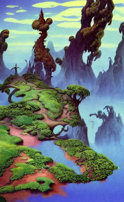 Image similar to the other world in the style of Roger Dean,