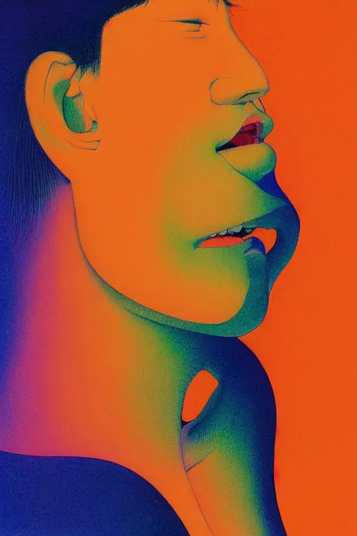 Prompt: a colorful vibrant closeup portrait of a simple girl licking a tab of LSD acid on his tongue and dreaming psychedelic hallucinations, by kawase hasui, moebius, Edward Hopper and James Gilleard, Zdzislaw Beksinski, Steven Outram colorful flat surreal design, hd, 8k, artstation