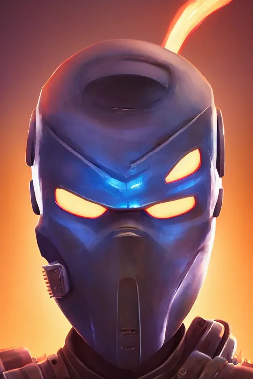 Image similar to epic mask helmet robot ninja portrait stylized as fornite style game design fanart by concept artist gervasio canda, behance hd by jesper ejsing, by rhads, makoto shinkai and lois van baarle, ilya kuvshinov, rossdraws global illumination radiating a glowing aura global illumination ray tracing hdr render in unreal engine 5