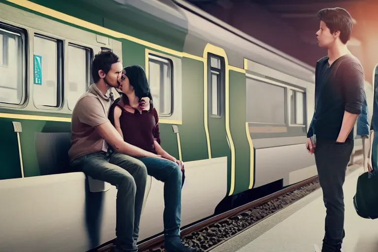 Image similar to vfx movie couple in a train station flat color profile