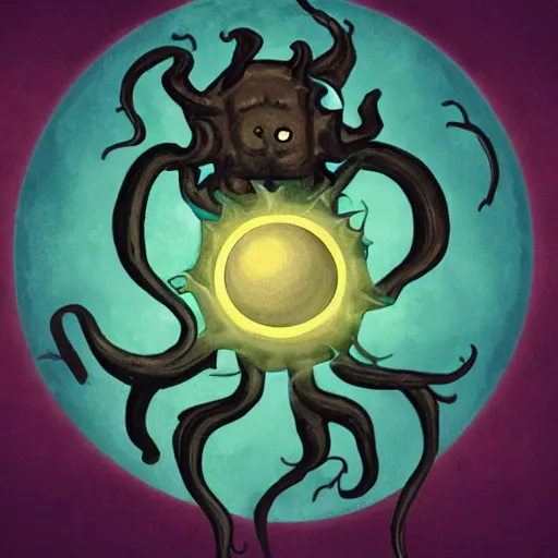 Prompt: an eldritch being consuming the sun, highly realistic