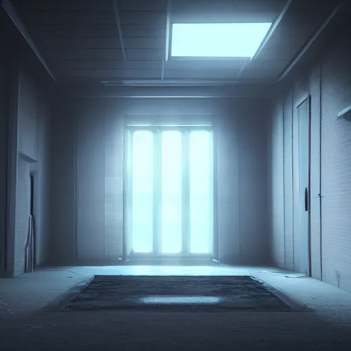 Image similar to futuristic dark and empty room, surreal, atmospheric lighting, octane render, unreal engine, 8 k