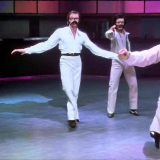 Prompt: A still of Walter White dancing in Saturday Night Fever (1977)