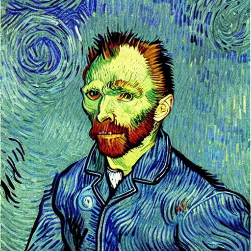 Image similar to retard wolf, van gogh,