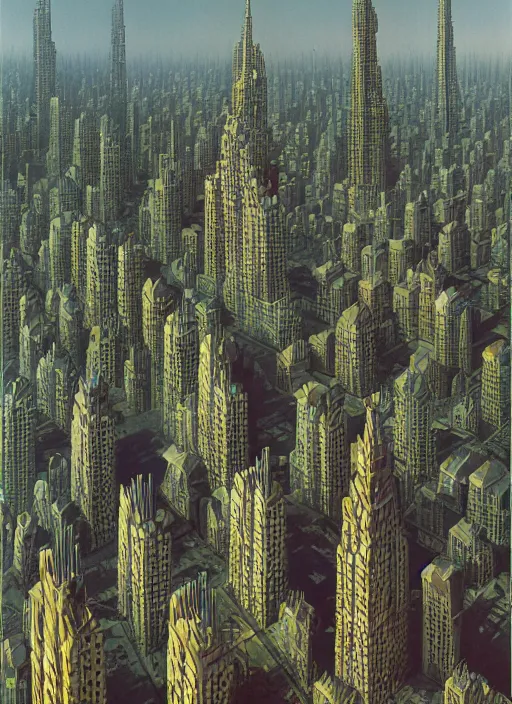 Image similar to densely populated megapolis city, highly detailed, science fiction, Edward Hopper and James Gilleard, Zdzislaw Beksinski highly detailed