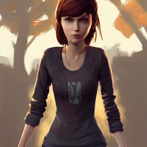 Image similar to 🤖👰, style game square enix life is strange remake, trending on artstation, painted by greg rutkowski, render with game the last of us parte ii details