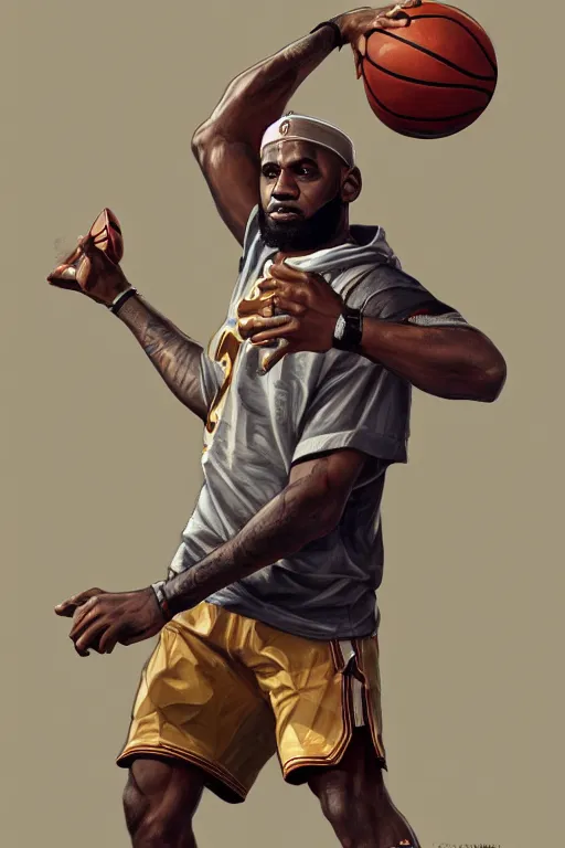 Male Cottagecore Lebron James Holding A Basketball Stable Diffusion