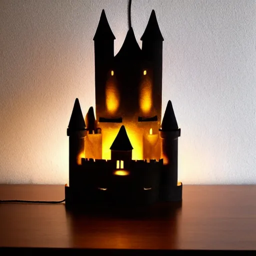 Image similar to a bedside lamp shaped like a castle