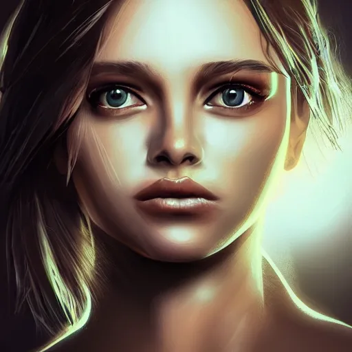 Image similar to a young female face made of fire, line art, award-winning, Artstation