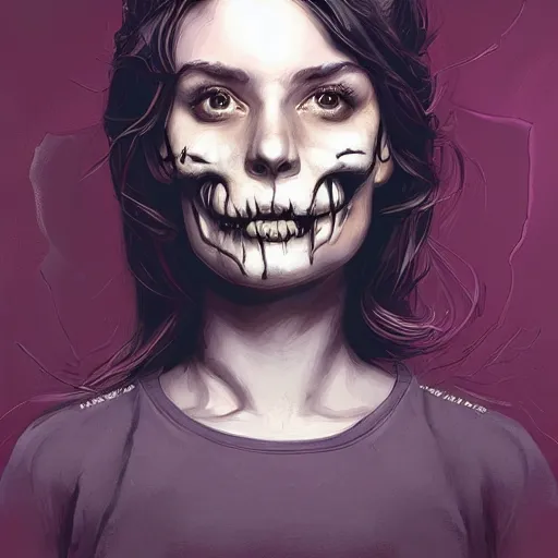 Image similar to portrait skull girl by petros afshar, hyper real, laurie greasley, jc leyendecker and singer sargent