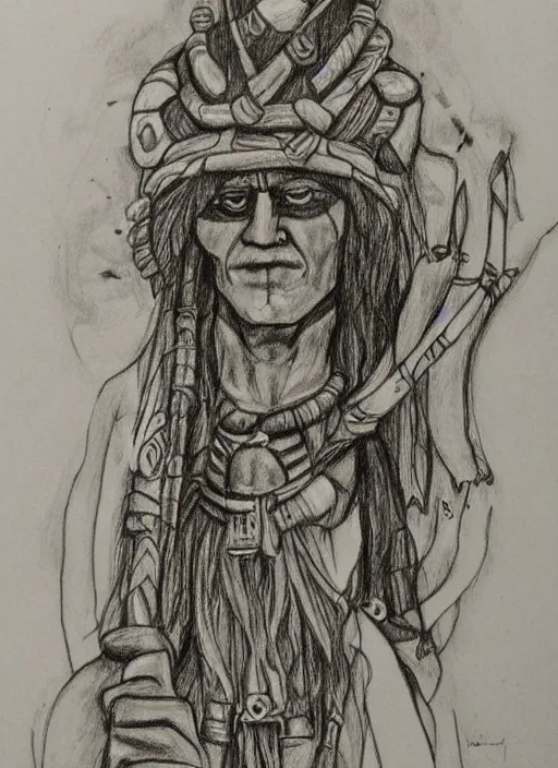 Prompt: Shaman, anachronistic drawing,8k detaling