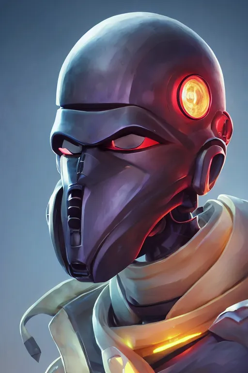 Image similar to epic mask helmet robot ninja portrait stylized as fornite style game design fanart by concept artist gervasio canda, behance hd by jesper ejsing, by rhads, makoto shinkai and lois van baarle, ilya kuvshinov, rossdraws global illumination radiating a glowing aura global illumination ray tracing hdr render in unreal engine 5