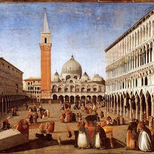 Prompt: view of the piazza san marco ; andrea del veneziano ; early renaissance ; 1 4 4 5
