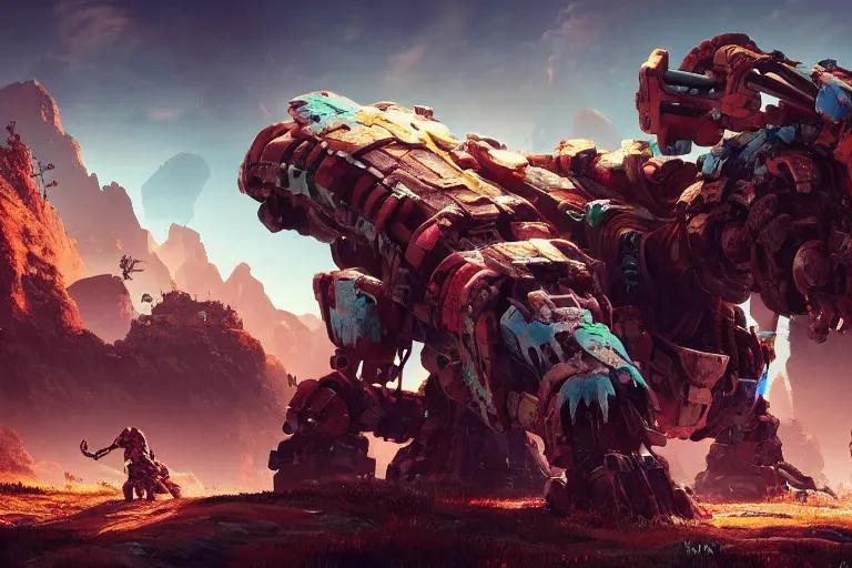 Image similar to tremortusk machine mecanical creature robot of horizon forbidden west horizon zero dawn bioluminiscence global illumination ray tracing hdr fanart arstation by ian pesty and alena aenami artworks in 4 k