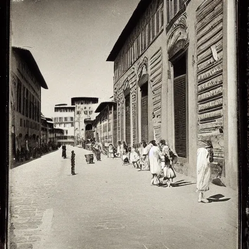 Prompt: daguerrotype photograph of florence, italy, 1 5 0 0 photograph, 1 6 th century, renaissance photograph, streets of florence