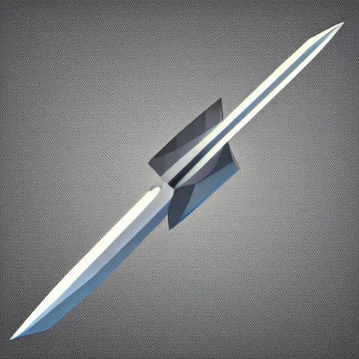 Prompt: isometric vector low poly silver sword icon, black background, cgsociety, volumetric lighting