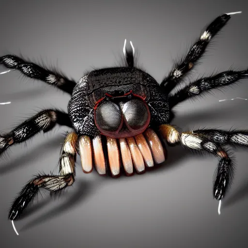 Image similar to a spider made of teeth, photo, realistic, render