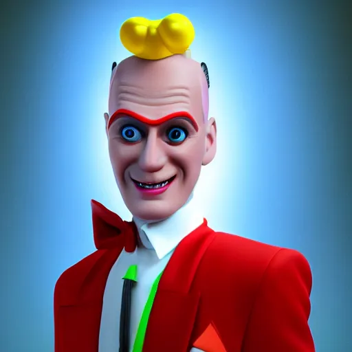 Prompt: a 3 d render of max headroom and genie from peewee's playhouse, octane render, unreal engine, hyperrealism, 8 k, trending on artstation, ultra detailed, volumetric lighting, dramatic lighting, lasers, neon