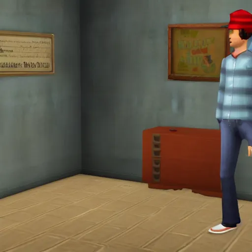 Image similar to holden caulfield in the sims 2