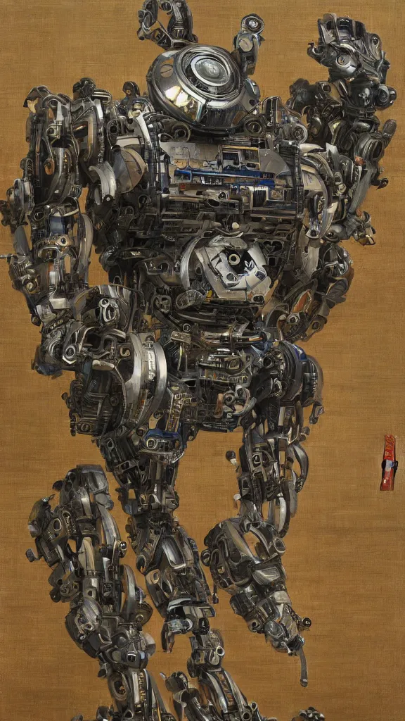 Image similar to robot painting a robot on canvas, intricate, highly detailed, photorealistic, film still, by huang guangjian.