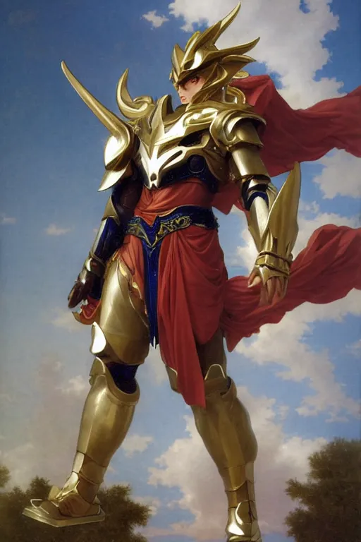 Image similar to Dragon Shiryū from Saint Seiya with full armor by William Adolphe Bouguereau